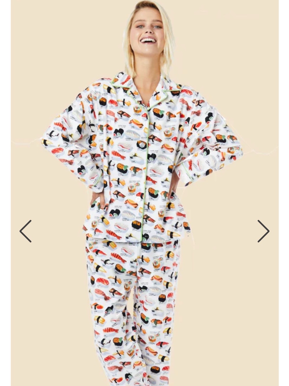 The cats pajamas. White Sushi Print Pajamas